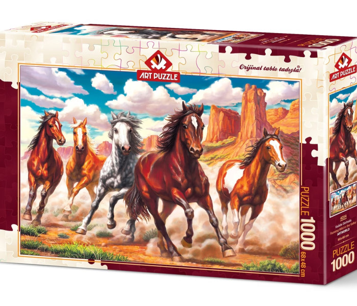 Puzzle - Art puzzle - Divoké koně v údolí