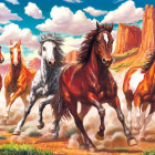 Puzzle - Art puzzle - Divoké koně v údolí