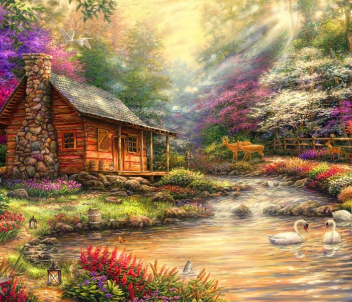 Puzzle - Bluebird - Chata u potoka