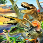 Puzzle - Bluebird - Dinosauři při západu slunce