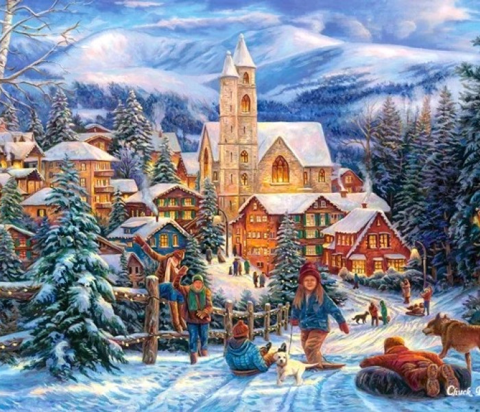 Puzzle - Castorland - Sáňkování do města