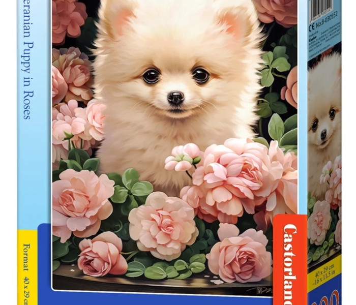 Puzzle - Castorland - Pomeranian štěně v růžích