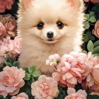 Puzzle - Castorland - Pomeranian štěně v růžích