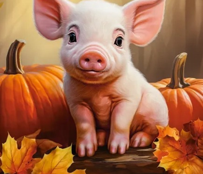 Puzzle - Castorland - Roztomilé podzimní prasátko