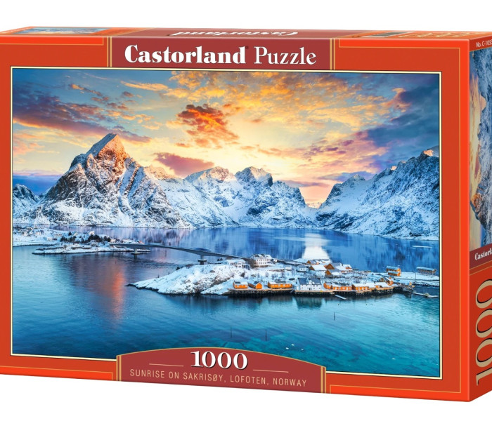 Puzzle - Castorland - Východ slunce na Sakrisøy, Lofoty, Norsko