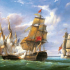 Puzzle - Castorland - Boj mezi francouzskou fregatou  La Canonniere  a anglickým plavidlem  The Tremendous “