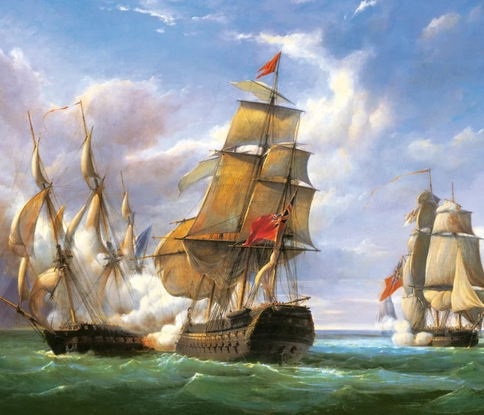 Puzzle - Castorland - Boj mezi francouzskou fregatou  La Canonniere  a anglickým plavidlem  The Tremendous “