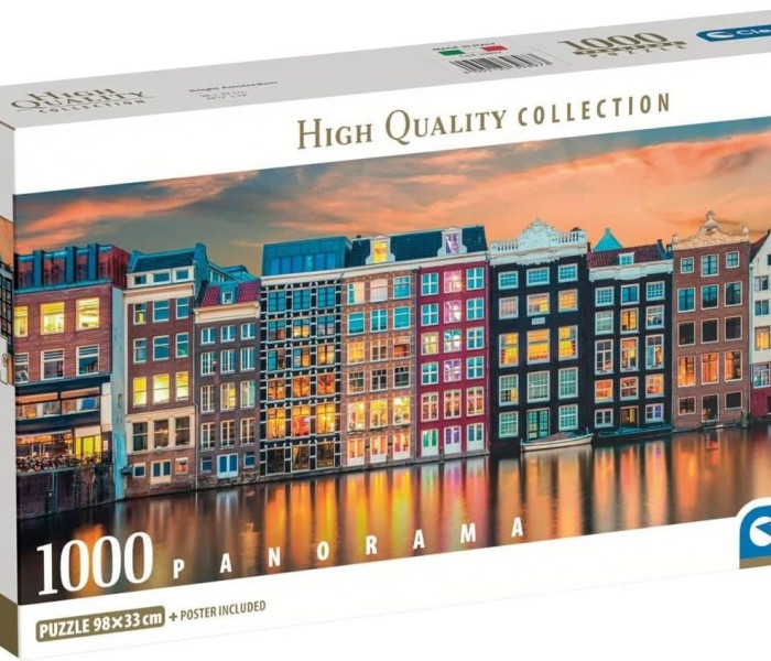 Puzzle - Clementoni - Zářivý Amsterdam - Panoramatické puzzle