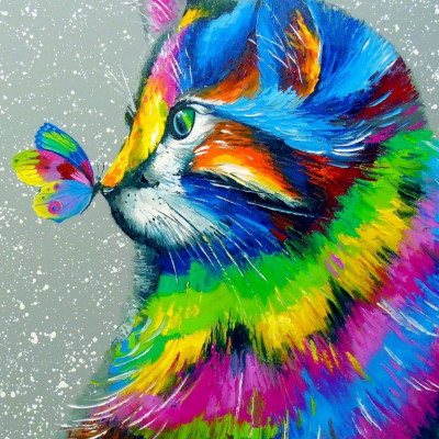 Krásná kočka a motýl