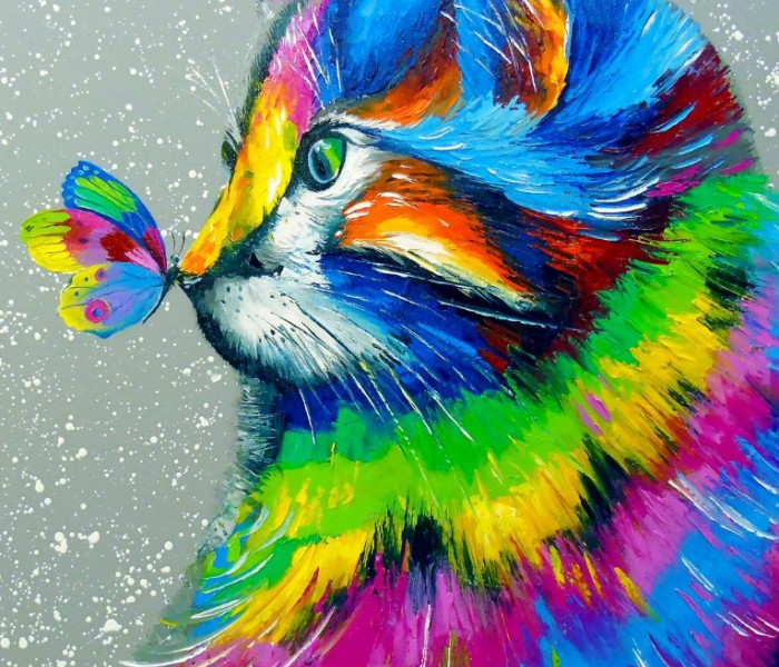 Puzzle - Enjoy - Krásná kočka a motýl