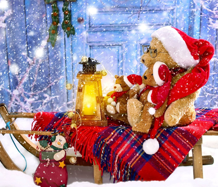 Puzzle - Enjoy - Plyšoví medvídci v santovských čepicích