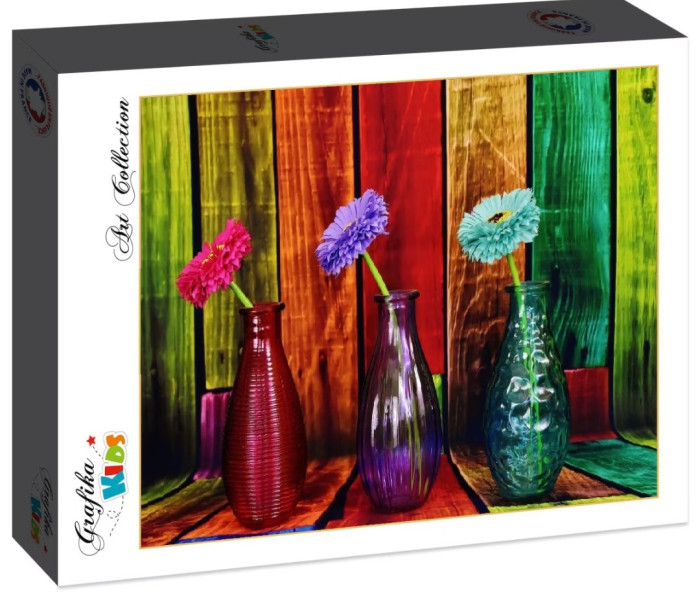 Puzzle - Grafika - Barevné vázy s květinami