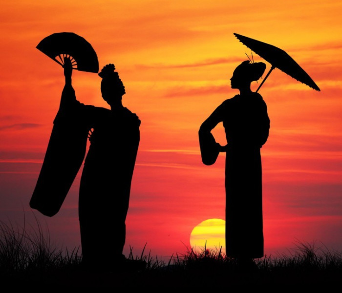 Puzzle - Grafika - Gejša při západu slunce