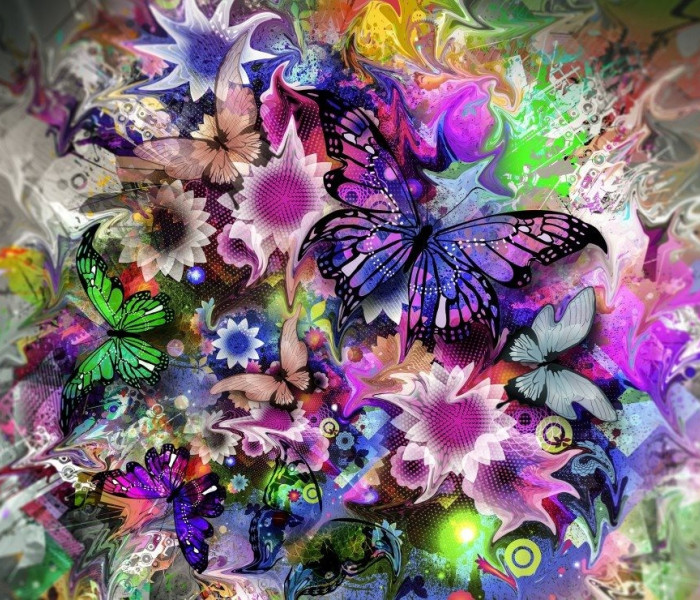 Puzzle - Grafika - Květiny a motýli