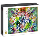 Puzzle - Grafika - Jarní květiny a motýli