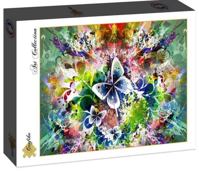 Puzzle - Grafika - Jarní květiny a motýli