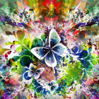 Puzzle - Grafika - Jarní květiny a motýli