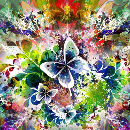 Jarní květiny a motýli