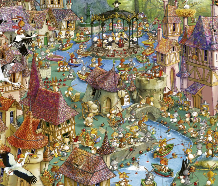 Puzzle - Heye - Králičí městečko - Triangular puzzle