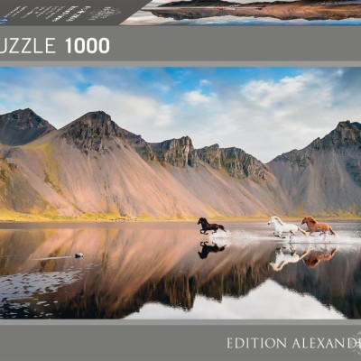 Islandští koně - Panoramatické puzzle