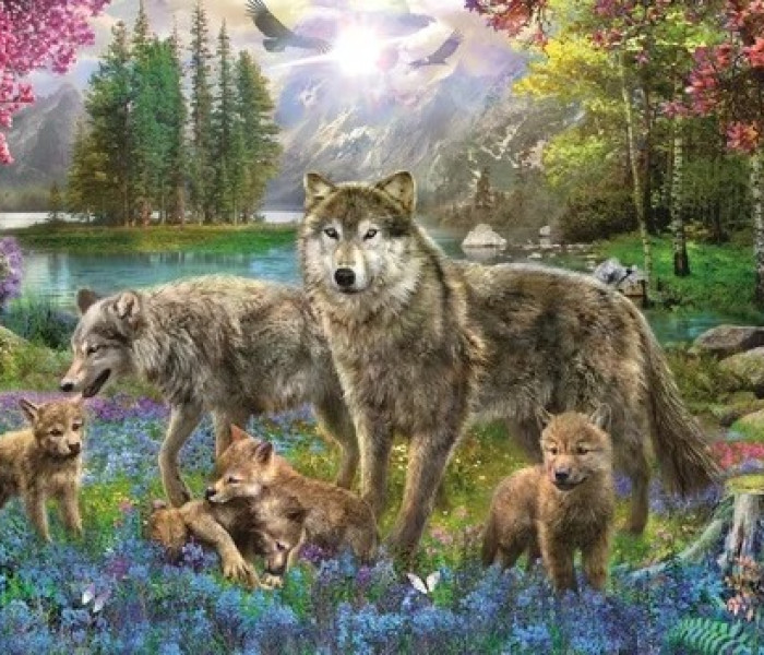 Puzzle - Trefl - Vlčí rodina