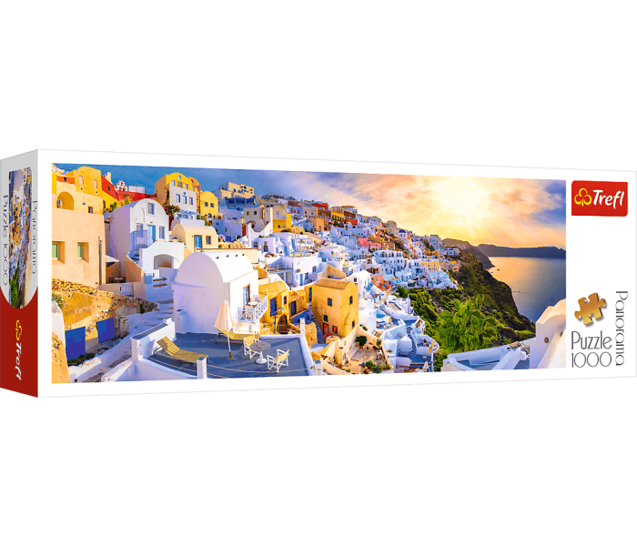 Puzzle - Trefl - Západ slunce na Santorini, Řecko - Panoramatické puzzle