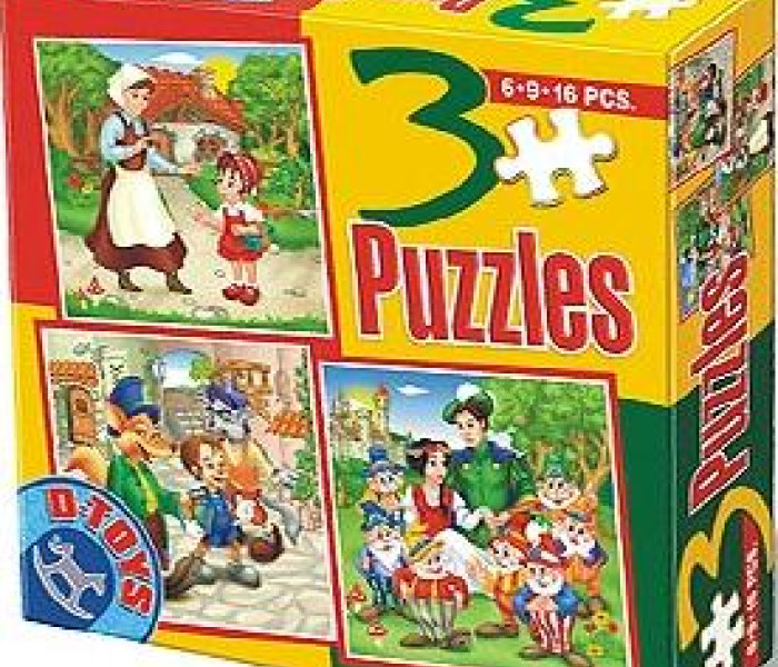 Puzzle - D-toys - Puzzle Karkulka, Pinokio, Sněhurka - DĚTSKÉ PUZZLE