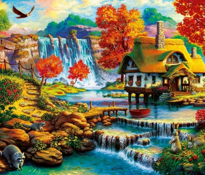 Puzzle - Bluebird - Dům poblíž vodopádu