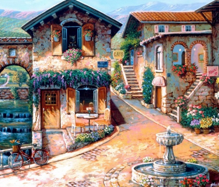 Puzzle - Bluebird - Fontána na náměstí