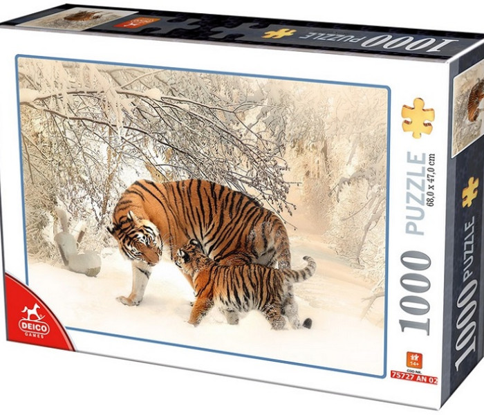 Puzzle - D-toys - Puzzle Tygři ve sněhu
