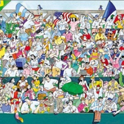 Sportovní fanoušci - Panoramatické puzzle