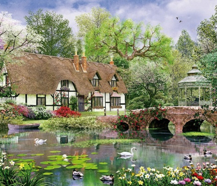 Puzzle - King - Chata s labutěmi