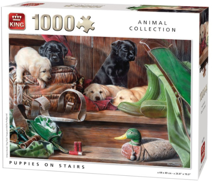 Puzzle - King - Štěňátka na schodech