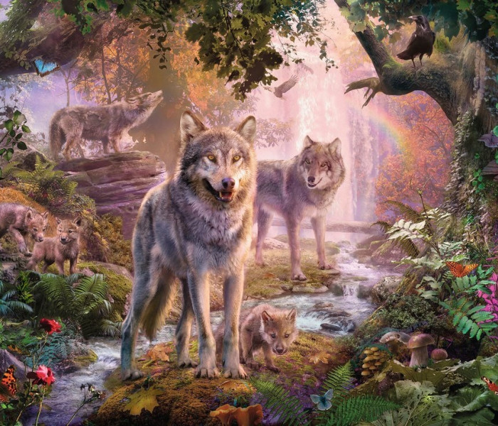 Puzzle - Ravensburger - Vlčí rodina v létě